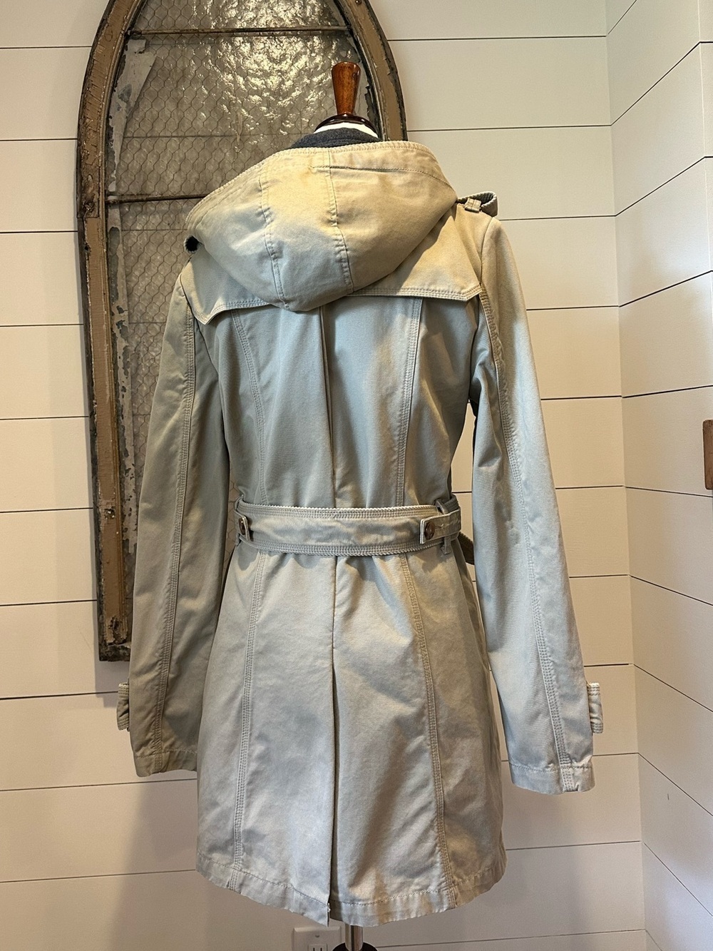 SUPERDRY Women's Vintage City Mac Khaki Double Breasted Trench Coat Medium M - Picture 6 of 16